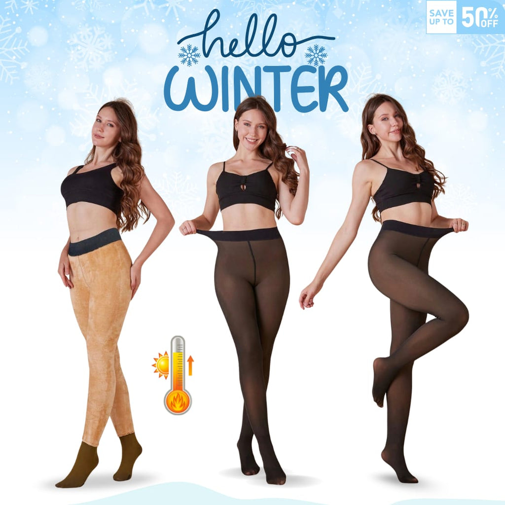 Premium Dual-Tone Fleece Warm Leggings | Ultra-Soft | High-Stretch | Winter Special ❄️